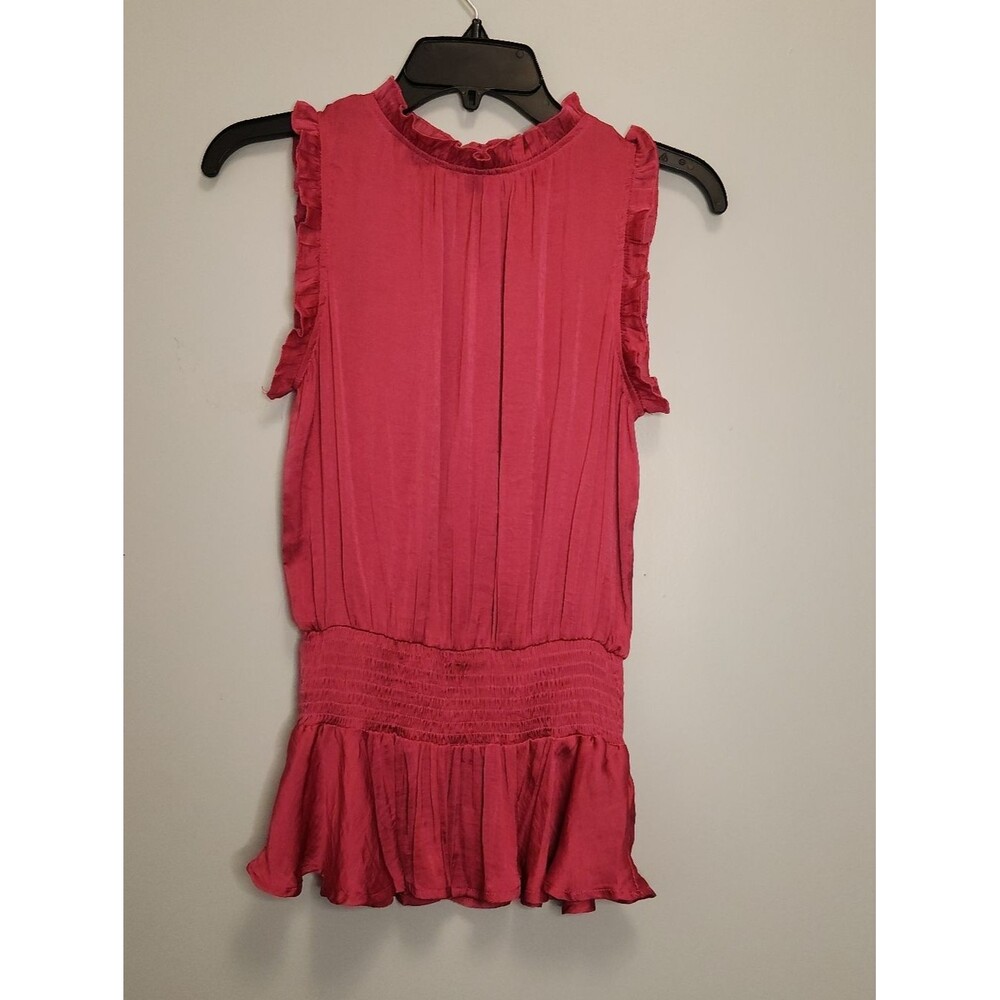 Glam Sleeveless Pink Ruffled Waist Top Size Small